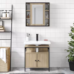vidaXL Bathroom Furniture Set 2 Piece Sink Cabinet Sonoma Oak Engineered Wood