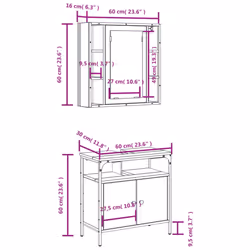 vidaXL Bathroom Furniture Set 2 Piece Sink Cabinet Sonoma Oak Engineered Wood