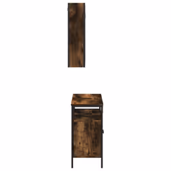 vidaXL Bathroom Furniture Set 2 Piece Mirror Cabinet Black Engineered Wood - smoked oak - Additional view 6