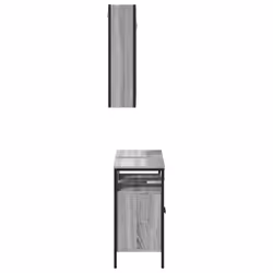 vidaXL Bathroom Furniture Set 2 Piece Mirror Cabinet Black Engineered Wood - grey sonoma - Additional view 6