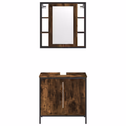 vidaXL Bathroom Furniture Set 2 Piece Sink Cabinet Smoked Oak Engineered Wood - Additional view 5