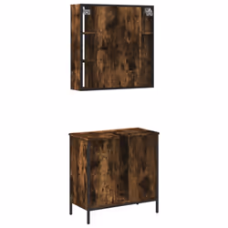 vidaXL Bathroom Furniture Set 2 Piece Sink Cabinet Smoked Oak Engineered Wood - Additional view 7