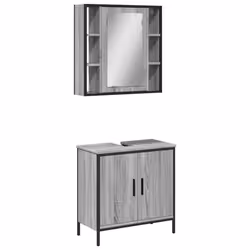 VidaXL 3214723, Grey, Oak, Wood, Steel, 600 mm, 300 mm, 600 mm, 2 pc(s)