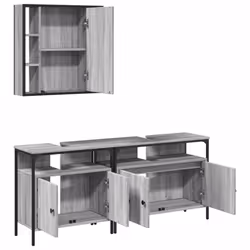 vidaXL Bathroom Cabinet Set 3 Piece Sink Cabinet Grey Sonoma Engineered Wood - Additional view 4