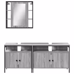 vidaXL Bathroom Cabinet Set 3 Piece Sink Cabinet Grey Sonoma Engineered Wood - Additional view 5
