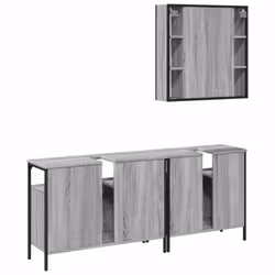 vidaXL Bathroom Cabinet Set 3 Piece Sink Cabinet Grey Sonoma Engineered Wood - Additional view 7