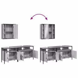 vidaXL Bathroom Cabinet Set 3 Piece Sink Cabinet Grey Sonoma Engineered Wood - Additional view 8