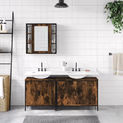 vidaXL Bathroom Cabinet Set 3 Piece Sink Cabinet Smoked Oak Engineered Wood - Additional view 2