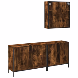 vidaXL Bathroom Cabinet Set 3 Piece Sink Cabinet Smoked Oak Engineered Wood - Additional view 7
