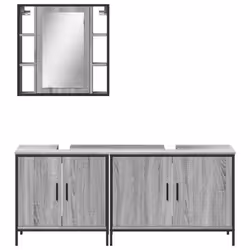 vidaXL Bathroom Cabinet Set 3 Piece Sink Cabinet Grey Sonoma Engineered Wood - Additional view 5