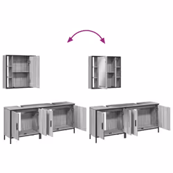 vidaXL Bathroom Cabinet Set 3 Piece Sink Cabinet Grey Sonoma Engineered Wood - Additional view 8