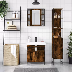 vidaXL Bathroom Cabinet Set 3 Piece Sink Cabinet Smoked Oak Engineered Wood