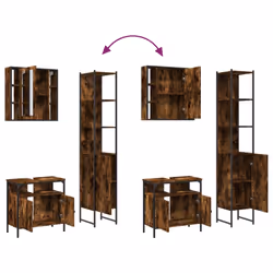 vidaXL Bathroom Cabinet Set 3 Piece Sink Cabinet Smoked Oak Engineered Wood - Additional view 8