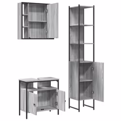 vidaXL Bathroom Cabinet Set 3 Piece Sink Cabinet Grey Sonoma Engineered Wood - Additional view 4