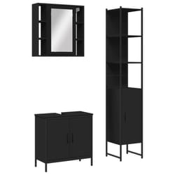 vidaXL Bathroom Cabinet Set 3 Piece Vanity Unit Cupboard Black Engineered Wood