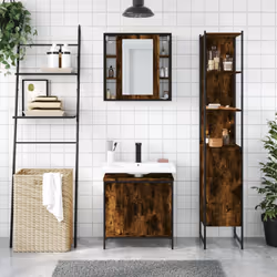 vidaXL Bathroom Cabinet Set 3 Piece Sink Cabinet Smoked Oak Engineered Wood