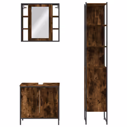 vidaXL Bathroom Cabinet Set 3 Piece Sink Cabinet Smoked Oak Engineered Wood - Additional view 5