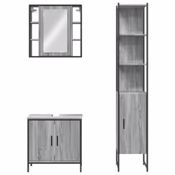 vidaXL Bathroom Cabinet Set 3 Piece Sink Cabinet Grey Sonoma Engineered Wood - Additional view 5