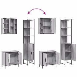 vidaXL Bathroom Cabinet Set 3 Piece Sink Cabinet Grey Sonoma Engineered Wood - Additional view 8