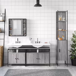 vidaXL Bathroom Cabinet Set 4 Piece Sink Cabinet Grey Sonoma Engineered Wood - Additional view 2