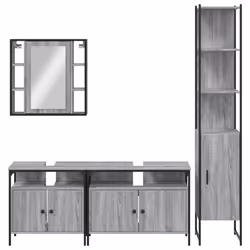 vidaXL Bathroom Cabinet Set 4 Piece Sink Cabinet Grey Sonoma Engineered Wood - Additional view 5