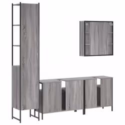 vidaXL Bathroom Cabinet Set 4 Piece Sink Cabinet Grey Sonoma Engineered Wood - Additional view 7