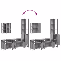 vidaXL Bathroom Cabinet Set 4 Piece Sink Cabinet Grey Sonoma Engineered Wood - Additional view 8
