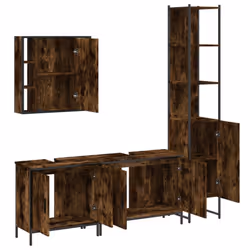 vidaXL Bathroom Cabinet Set 4 Piece Sink Cabinet Smoked Oak Engineered Wood - Additional view 4