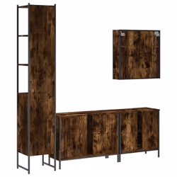 vidaXL Bathroom Cabinet Set 4 Piece Sink Cabinet Smoked Oak Engineered Wood - Additional view 7