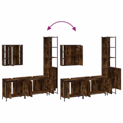 vidaXL Bathroom Cabinet Set 4 Piece Sink Cabinet Smoked Oak Engineered Wood - Additional view 8