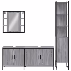 vidaXL Bathroom Cabinet Set 4 Piece Sink Cabinet Grey Sonoma Engineered Wood - Additional view 5