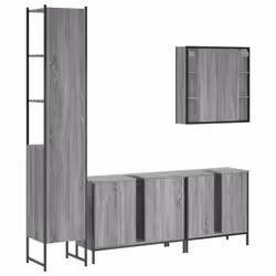 vidaXL Bathroom Cabinet Set 4 Piece Sink Cabinet Grey Sonoma Engineered Wood - Additional view 7