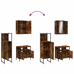 vidaXL Bathroom Cabinet Set 3 Piece Sink Cabinet Smoked Oak Engineered Wood - Additional view 7
