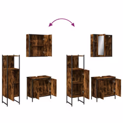 vidaXL Bathroom Cabinet Set 3 Piece Sink Cabinet Smoked Oak Engineered Wood - Additional view 8