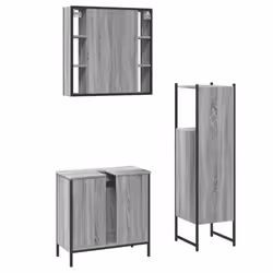 vidaXL Bathroom Cabinet Set 3 Piece Sink Cabinet Grey Sonoma Engineered Wood - Additional view 7