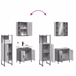 vidaXL Bathroom Cabinet Set 3 Piece Sink Cabinet Grey Sonoma Engineered Wood - Additional view 8