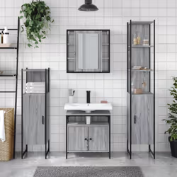 vidaXL Bathroom Cabinet Set 4 Piece Sink Cabinet Grey Sonoma Engineered Wood - Additional view 2