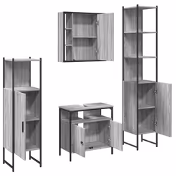vidaXL Bathroom Cabinet Set 4 Piece Sink Cabinet Grey Sonoma Engineered Wood - Additional view 4