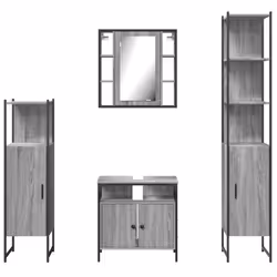 vidaXL Bathroom Cabinet Set 4 Piece Sink Cabinet Grey Sonoma Engineered Wood - Additional view 5