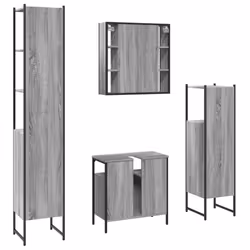 vidaXL Bathroom Cabinet Set 4 Piece Sink Cabinet Grey Sonoma Engineered Wood - Additional view 7
