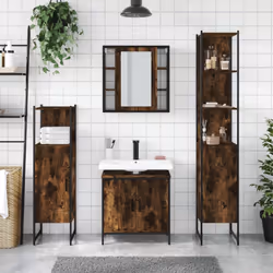 vidaXL Bathroom Cabinet Set 4 Piece Sink Cabinet Smoked Oak Engineered Wood