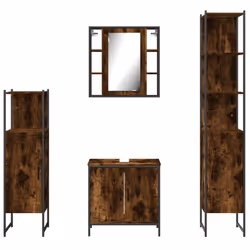 vidaXL Bathroom Cabinet Set 4 Piece Sink Cabinet Smoked Oak Engineered Wood - Additional view 5