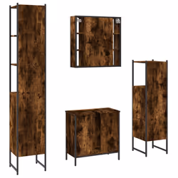 vidaXL Bathroom Cabinet Set 4 Piece Sink Cabinet Smoked Oak Engineered Wood - Additional view 7