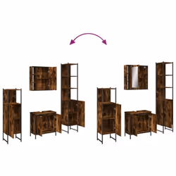 vidaXL Bathroom Cabinet Set 4 Piece Sink Cabinet Smoked Oak Engineered Wood - Additional view 8