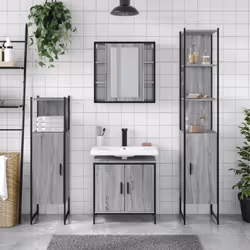 vidaXL Bathroom Cabinet Set 4 Piece Sink Cabinet Grey Sonoma Engineered Wood - Additional view 2