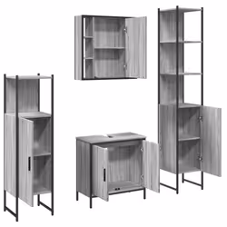 vidaXL Bathroom Cabinet Set 4 Piece Sink Cabinet Grey Sonoma Engineered Wood - Additional view 4