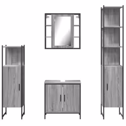 vidaXL Bathroom Cabinet Set 4 Piece Sink Cabinet Grey Sonoma Engineered Wood - Additional view 5