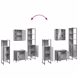 vidaXL Bathroom Cabinet Set 4 Piece Sink Cabinet Grey Sonoma Engineered Wood - Additional view 8