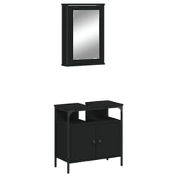 vidaXL Bathroom Furniture Set 2 Piece Sink Cabinet Brown Oak Engineered Wood - black