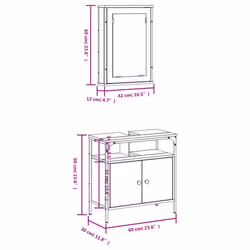 vidaXL Bathroom Furniture Set 2 Piece Sink Cabinet Brown Oak Engineered Wood - black